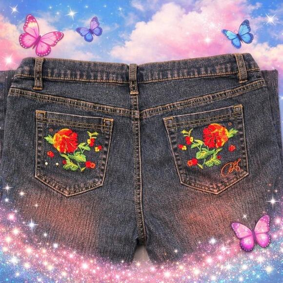 unbranded Denim - Y2k embroidered floral denim